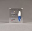 Front view of medium Allure™ Acrylic Encasement Award with Parkinsons medical treatment encased into clear acrylic showing full color imprint.