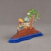 Angle view of 25 Square Inch Value Series LaserCut™ Acrylic Award with custom shape of palm tree and surf boards with Presidents Club text and logo.