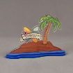 Front view of 25 Square Inch Value Series LaserCut™ Acrylic Award with custom shape of palm tree and surf boards with Presidents Club text and logo.