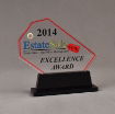 Front view of 50 Square Inch Value Series LaserCut™ Acrylic Award with custom shape of Sale Ticket showing Estate Sale and Excellence Award Text.