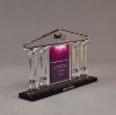 Angle view of 65 Square Inch Value Series LaserCut™ Acrylic Award with custom shape of FedEx Pillars of Success logo.