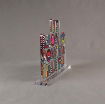 Side view of 100 Square Inch Choice Series LaserCut™ Acrylic Award with custom shape of We Belong to Something Beautiful logo.