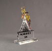 Angle view of 100 Square Inch Elite Series LaserCut™ Acrylic Award with custom shape of The Show Market 58 logo.