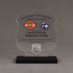 Front view of 65 Square Inch Premiere Series LaserCut™ Acrylic Award with custom shape of Nassau police badge.