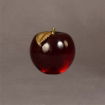 Side view of the small 3D red apple award featuring a glossy finish and gold leaf detail for teacher or staff recognition.
