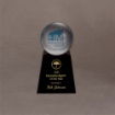 Medium Lucite® sphere mounted on a black acrylic base with gold engraving, honoring an Insurance Agent of the Year recipient