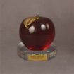 Clear-based medium apple award featuring a ruby red acrylic apple and custom plaque—ideal for standout educators and staff awards.